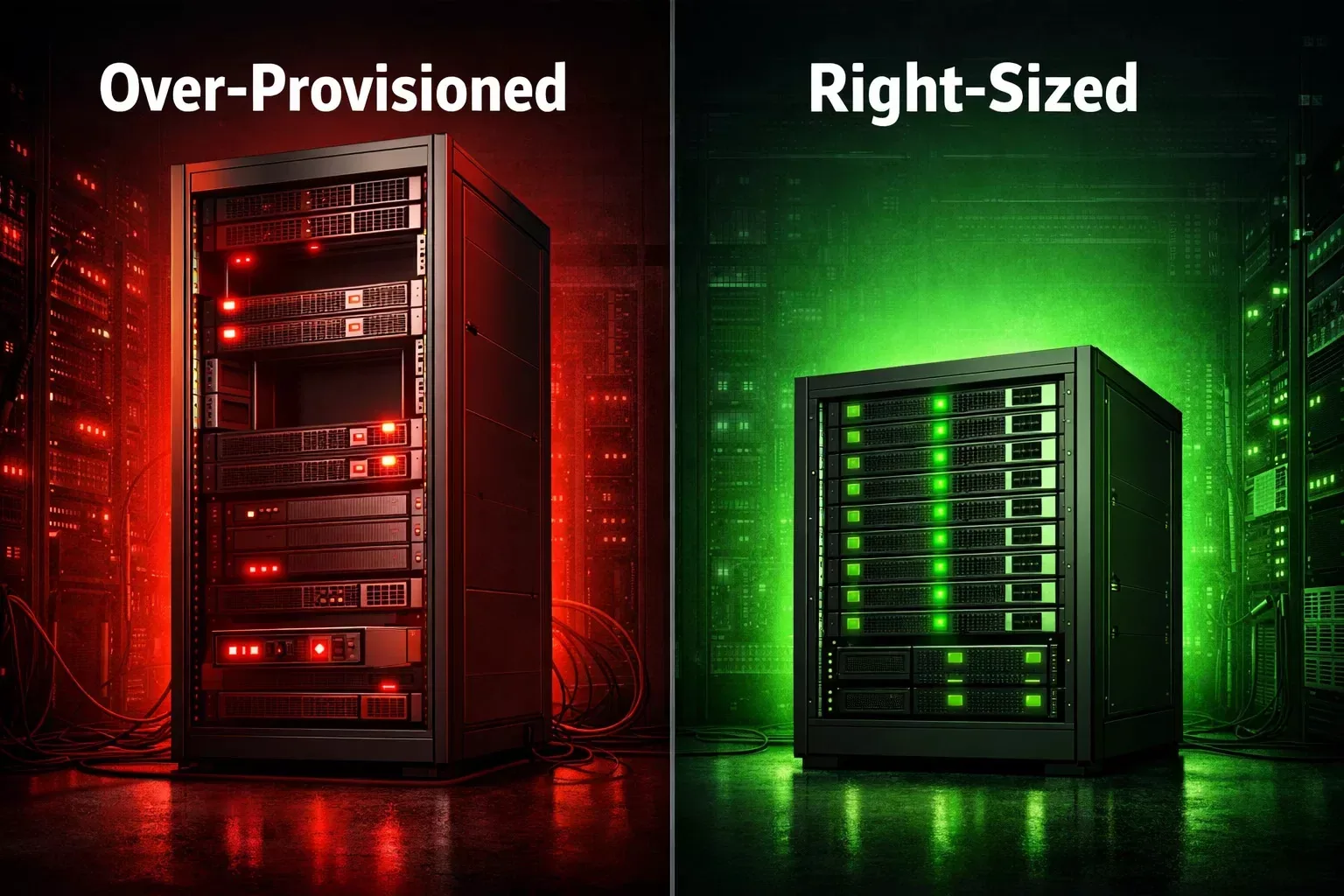 cloud infrastructure right-sizing over-provisioned vs optimized server