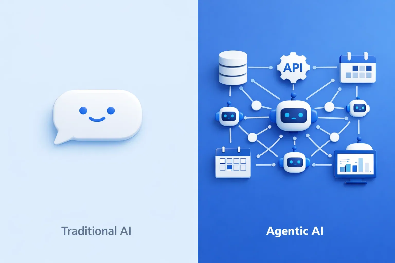 Difference between traditional AI and agentic AI for business